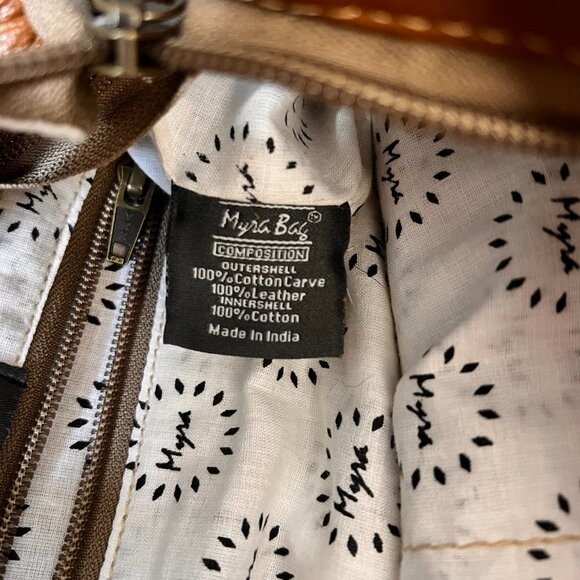 Myra Bag Brown Cow Hide Leather Turquoise Boho Western Large Crossbody Tote - Picture 12 of 14